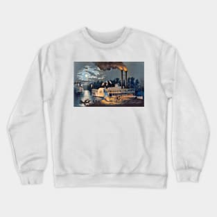 Steamboat Wooding Up on the Mississippi 1863 Frances Flora Bond Palmer Crewneck Sweatshirt